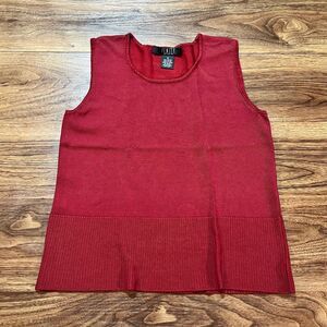 Finity Studio Sleeveless Red Shirt Pullover Stretch Crew Neck Blouse Women Small